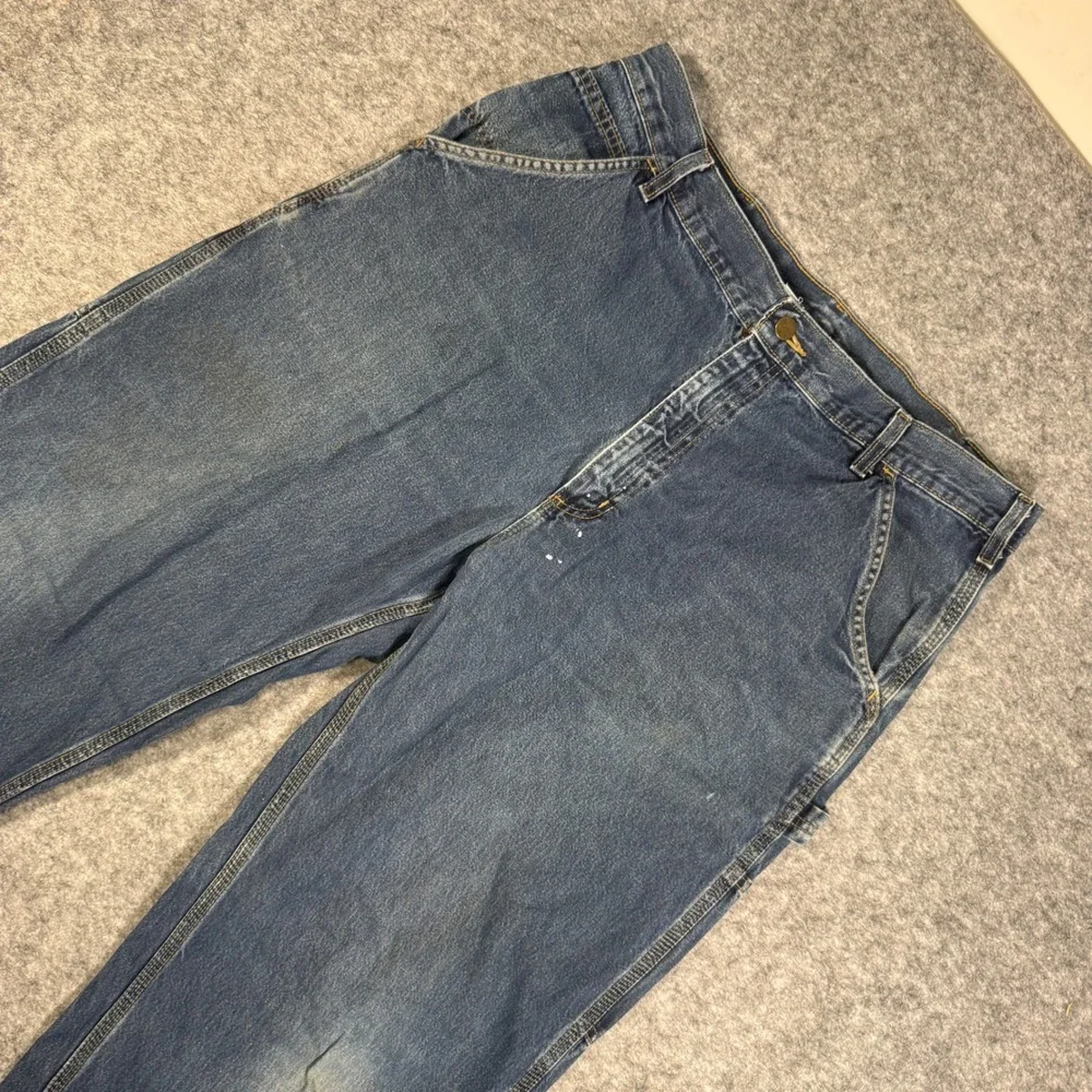 Carhartt B13HDK Mens 36x34 Blue Denim Loose Fit Carpenter Work Pants Jeans